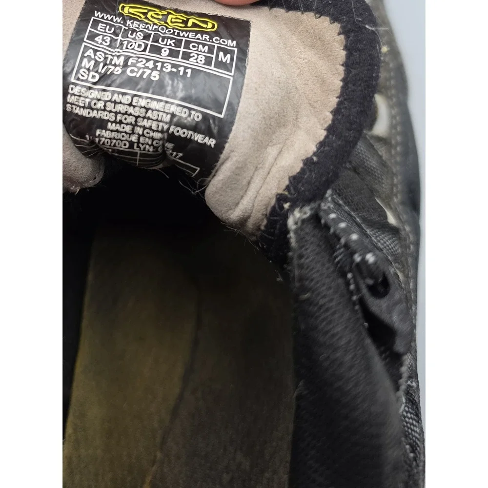 KEEN ASTM F2413-11 Men's 10D Black Safety Work Shoes Slip Resistant Quick Lace